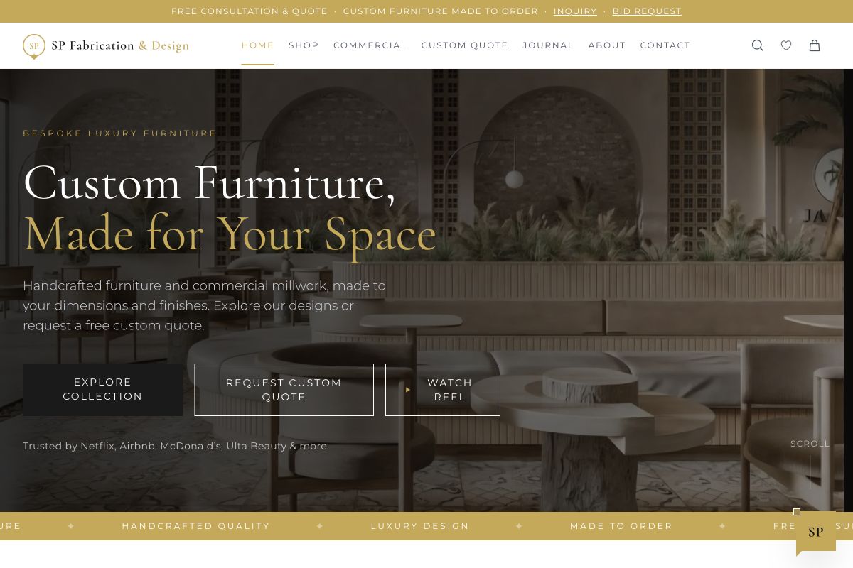 SP Fabrication website preview